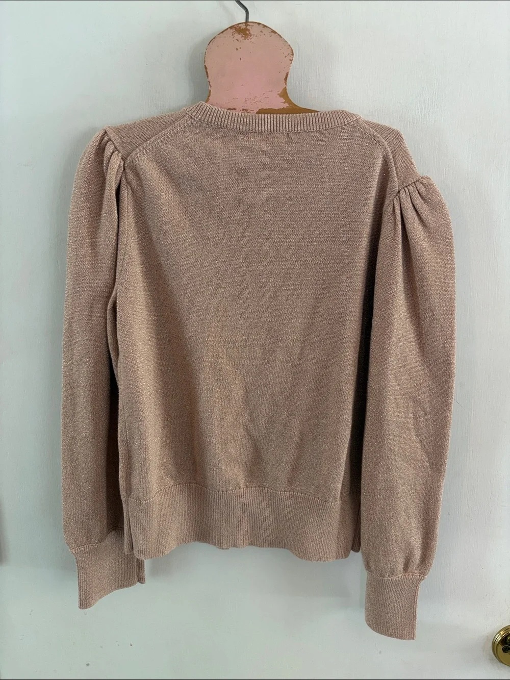Crewcuts J Crew rose gold metallic long sleeve cardigan Size Large